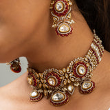 Rajkumari Kundan Polki Choker Necklace with Earrings