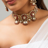 Rajkumari Kundan Polki Choker Necklace with Earrings