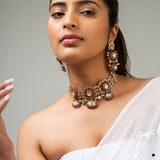 Rajkumari Kundan Polki Choker Necklace with Earrings