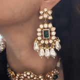 Hoorvi Moissanite Polki Choker Set With Baroque Pearls