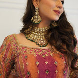Green Necklace Set With Earrings and Tika