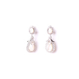 Diamante Pearl White Drop Long Earrings