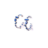 Blue Sapphire Asymmetric Hoop Earrings