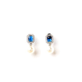 Diamante Sapphire Blue Pearl Baubles Earrings