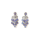Diamante Amethyst Droplet Long Dangler Earrings