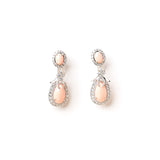 Diamante Light Pink Drop Long Earrings