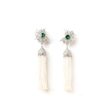 Majestic Diamante Emerald Green Floral Dangler Earrings