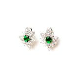 Diamante Petals Emerald Green Earring Studs