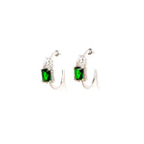 Diamante Emerald Green Hoop Earrings