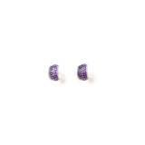 Diamante Sapphire Purple Invisible Setting Ribbed Hoops