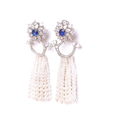 Majestic Diamante Blue Floret Dangler Earrings
