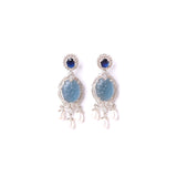 Diamante Pearl Drop Blue Earrings