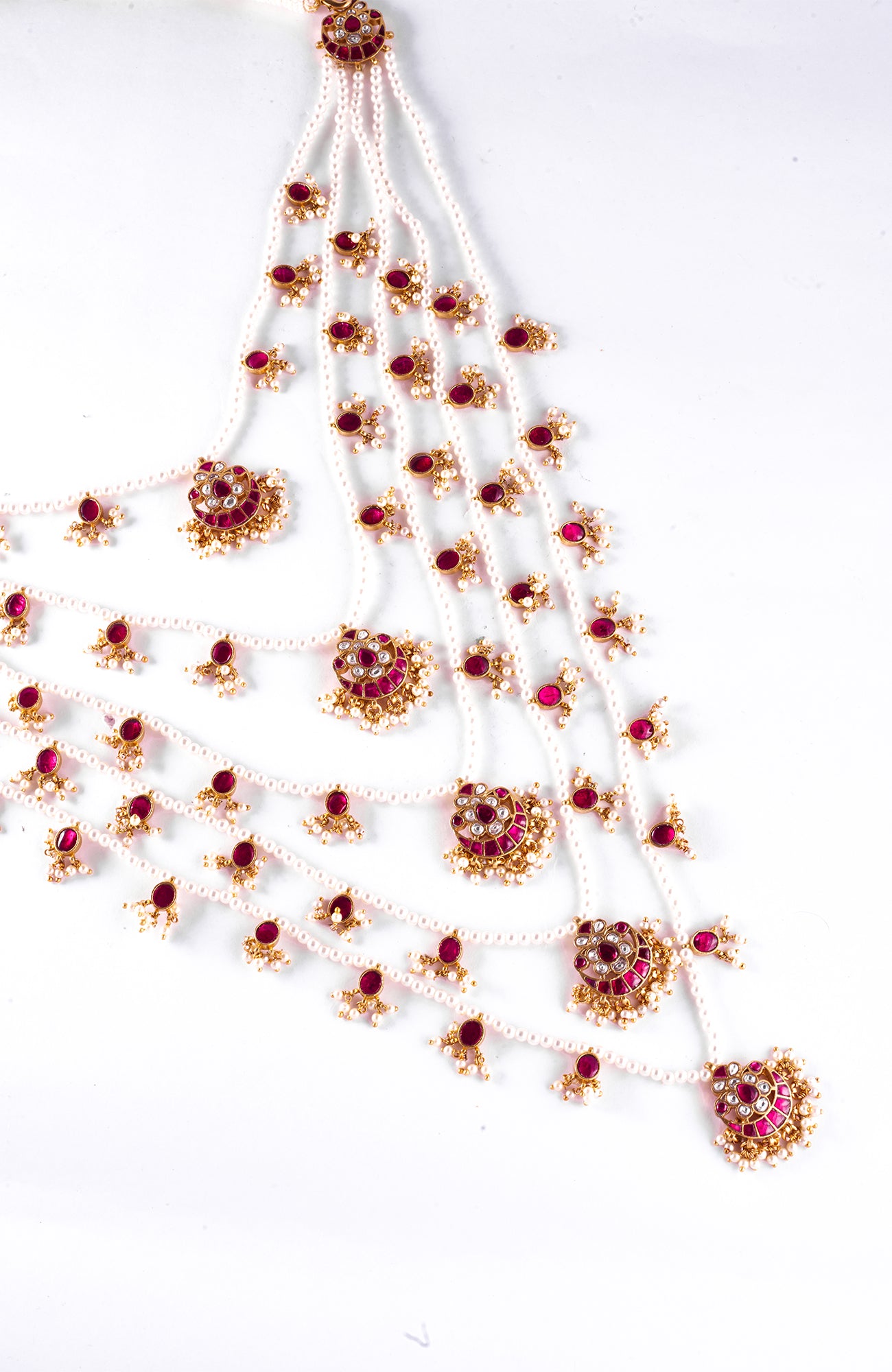 Ayesha Panchlada Necklace Set in Red