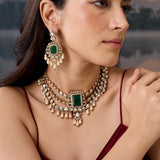 Green Chocker Necklace with Earrings