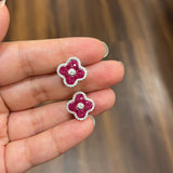 Mini Jasmine Flower Studs - Ruby Red