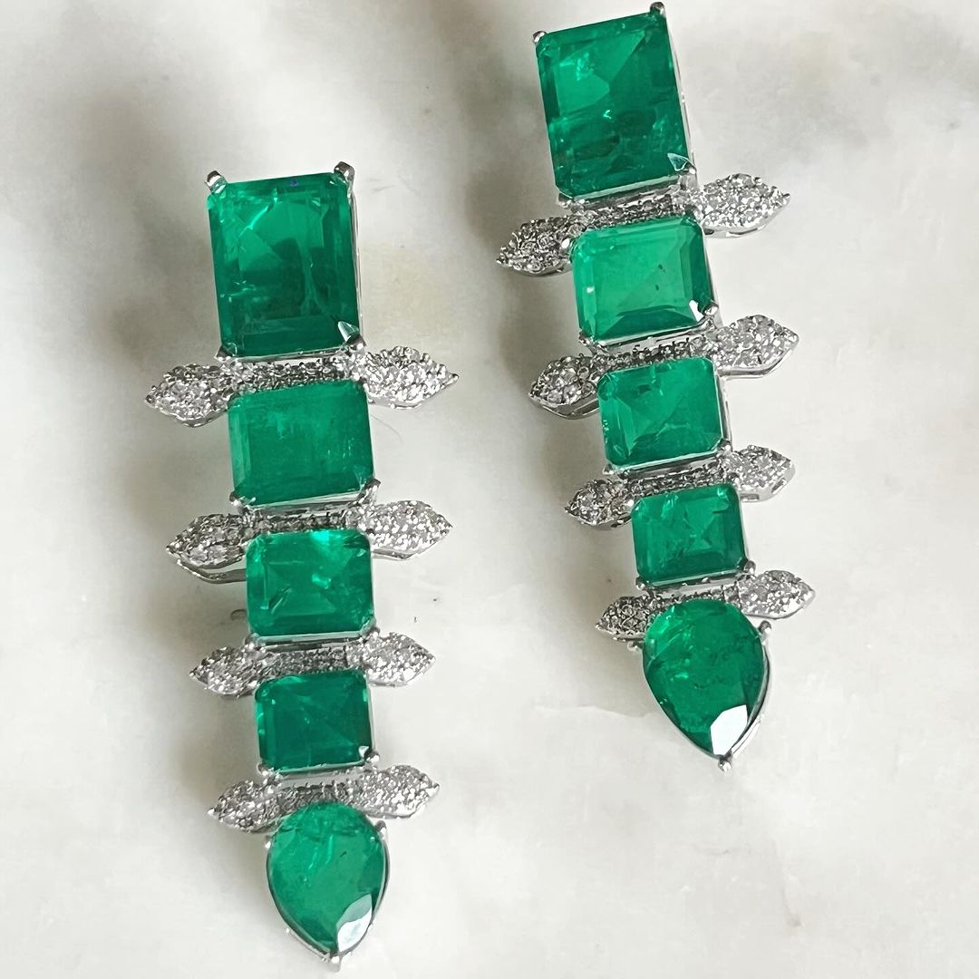 Colombian Emerald Green Statement Earrings