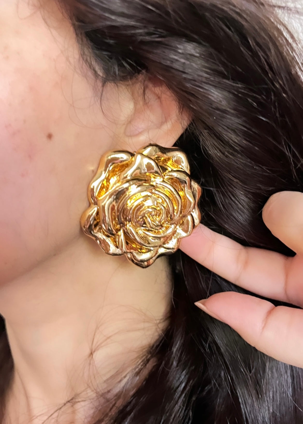 Gold Rose Statement Studs