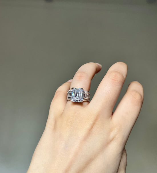 Emerald Cut Diamanté Ring