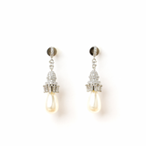 Diamante Long Pearl Drop Earrings