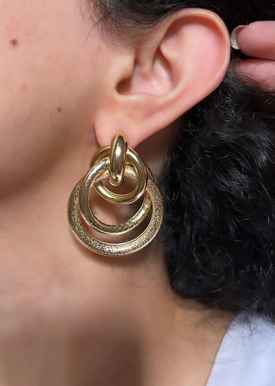 Rosalyn Overlapping Oval Layered Gold Hoops