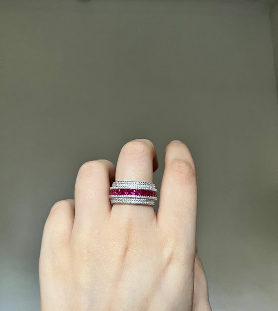Load image into Gallery viewer, Eternity Diamanté Ruby Red Band Ring
