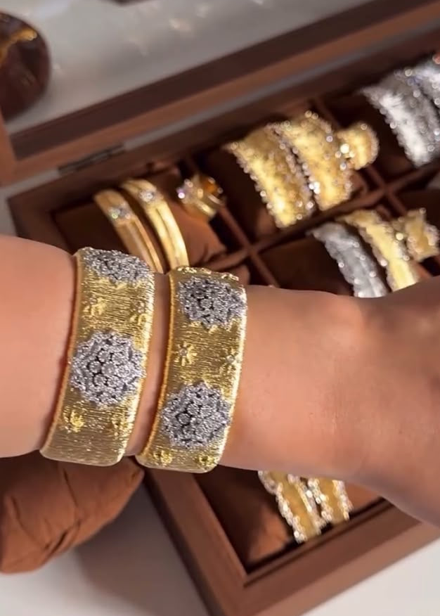Turkish handmade two tone bangle ( single )