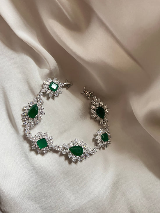 Emerald Green Diamanté Bracelet