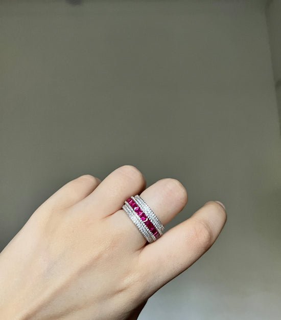 Load image into Gallery viewer, Eternity Diamanté Ruby Red Band Ring
