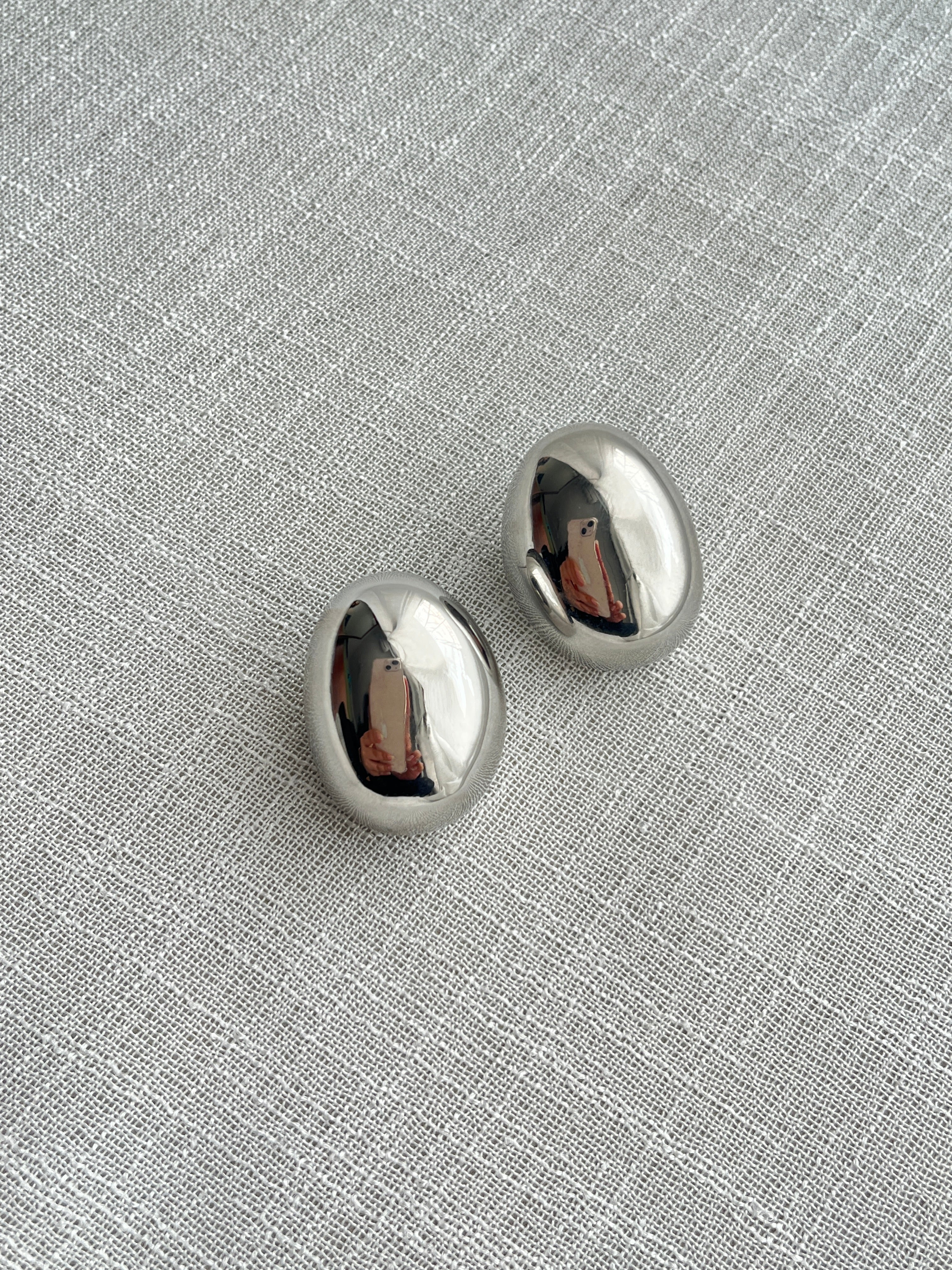 Half Pebble Studs Earrings