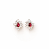 Diamanate Ruby Red Petals Earring Studs