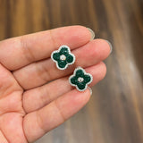 Mini Jasmine Flower Studs - Emerald Green