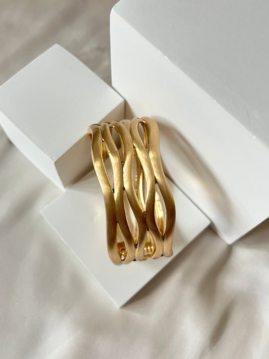 Load image into Gallery viewer, Oliva Dull Gold Cuff Bracelet
