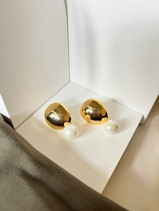 Helena Gold Pearl Drop Earrings