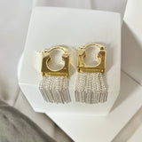 Maria Gold and White Tassel Earrings