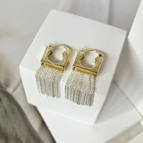 Maria Gold and White Tassel Earrings