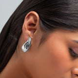 Sculpted Hammered Shield Silver Earrings