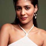 Salma White and Black Dangling Earrings