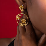 Circle of Gilded Flowers Drop Earrings