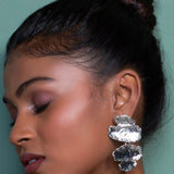 Assymetrical 4 Tier Silver Dangling Earrings