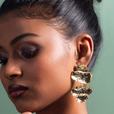 Assymetrical 4 Tier Gold Dangling Earrings