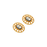 Artemis Gold Oval Stud with White Princess Earrings