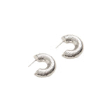 Silver Crescent Hoop Earrings