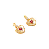 Red Ace of Hearts Gold Earrings