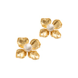 Gold and Pearl Floral Earrings