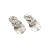 3 Tier Overlapping Silver Coin Earrings