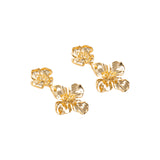 Two Tier Floral Gold Dangling Earrings