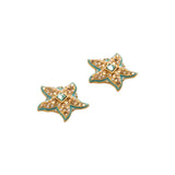 Aqua and Gold Studed Starfish Earrings