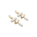 Assymetric Gold and White Drop Earrings