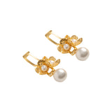 Baroque Pearl and Gold Cluster Drop Earrings