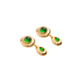 Emerald Green and Gold Drop Dangling Earrings